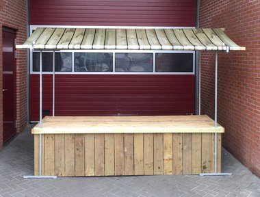 3 meter marktkraam met houtprint dakzeil huren Almere